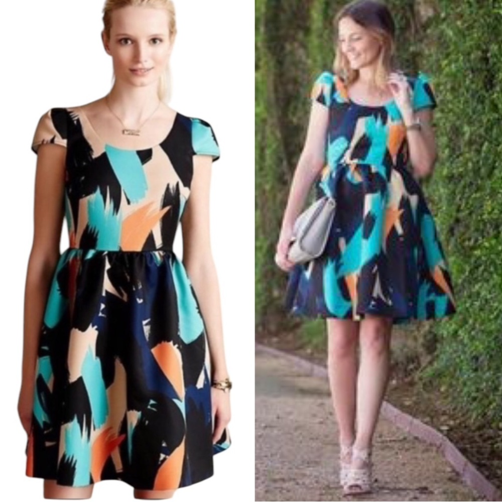 Anthropologie Moulinette Soeurs Pinion Brushstroke Fit & Flare Mini Dress - 6